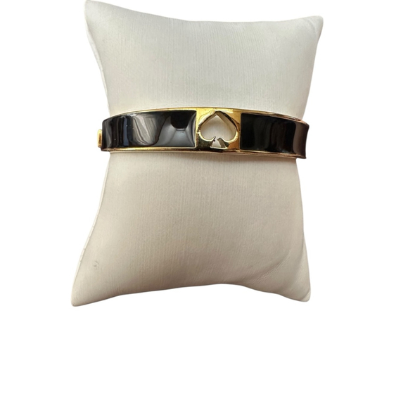 Kate Spade Black & Gold Spade Logo Hinge Bangle Bracelet 3038 - Picture 3 of 3